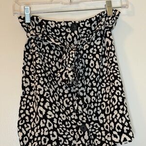 Fashion Nova Black and White Cheetah Print Button Up Skirt With Belt